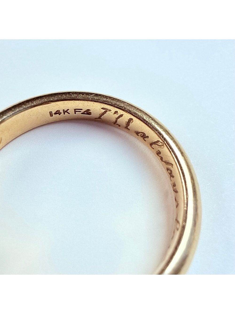14K Solid Yellow Gold Frederick Goldman Classic Solid 4MM Band Vintage Ring SZ 9 - Picture 4 of 9